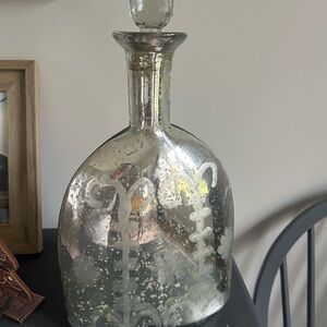 Silver Decorative mercury glass decanter
